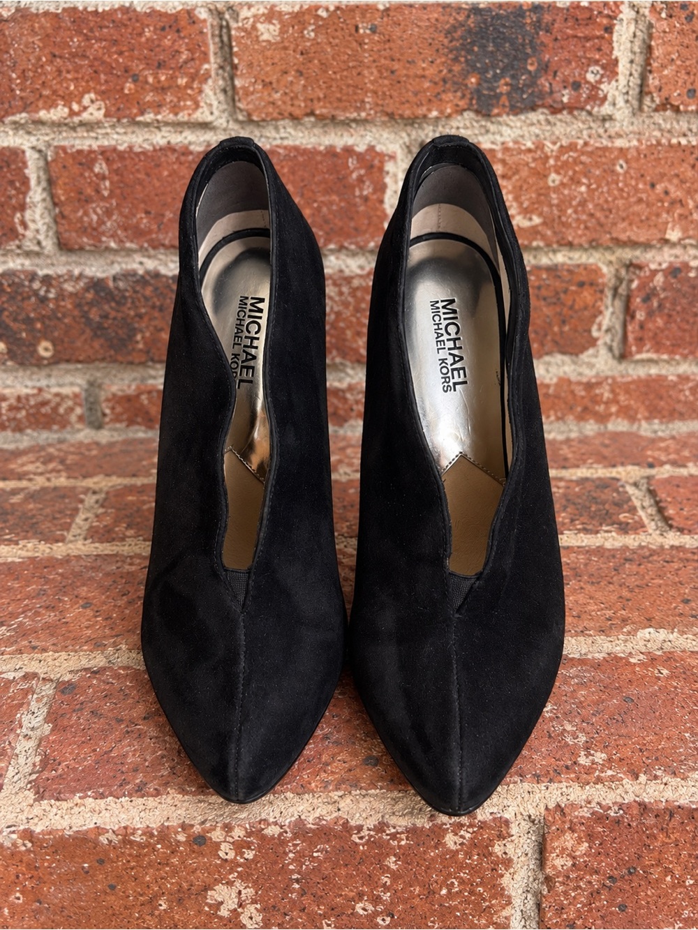 Michael Kors Black Suede Pointed Toe High Heel Pumps Booties